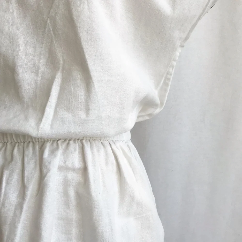 J.Crew Linen Embroidered Scalloped hem Dress EUC 0